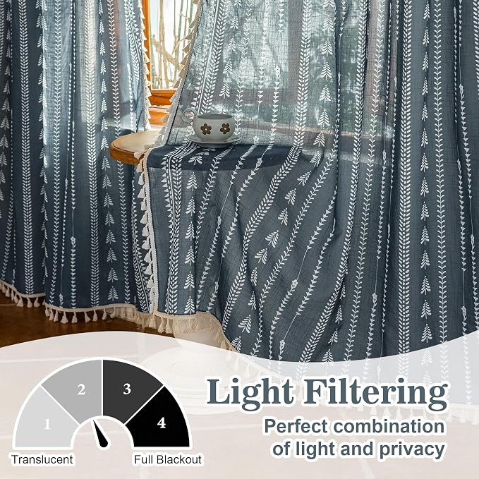 Boho Dark Grey Curtains 72 inch Long - Image 2