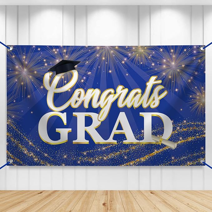 KatchOn Graduation Decorations 2026 Congrats Grad Banner 72x44 Inch | Blue by KatchOn
