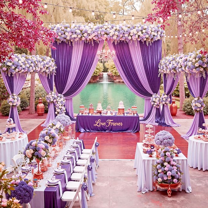10x10ft Thick Purple Glitter Backdrop Curtain Panels - Image 8
