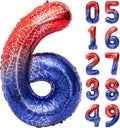 40 IN Red Blue Gradient Number 6 Balloon Large Digital 6 Foil Balloon | by YOIOZAIZAI