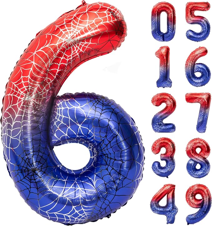 40 IN Red Blue Gradient Number 6 Balloon Large Digital 6 Foil Balloon | by YOIOZAIZAI