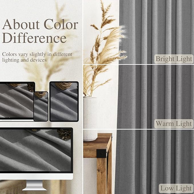 Extra Long Dark Grey Linen Curtains 120 Inches - Image 3
