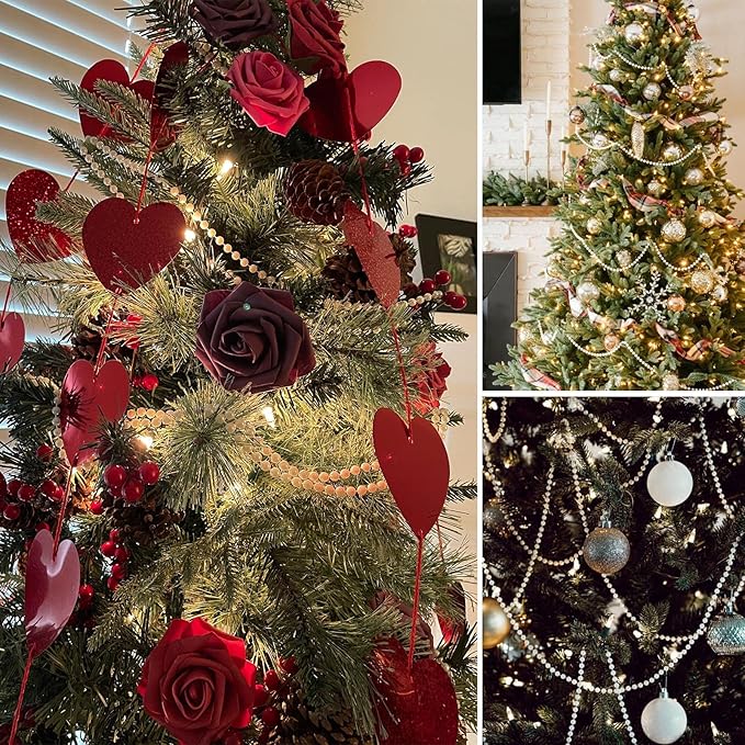 [29.5Feet] Pearl Beads Garland, 10MM 9.8 Yards Faux Pearl Beads String Roll Bulk for DIY Craft Wedding Party Christmas Tree Decoration