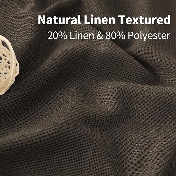 YoungsTex Dark Brown Linen Semi Sheer Curtains 45 Inches Length - Image 4