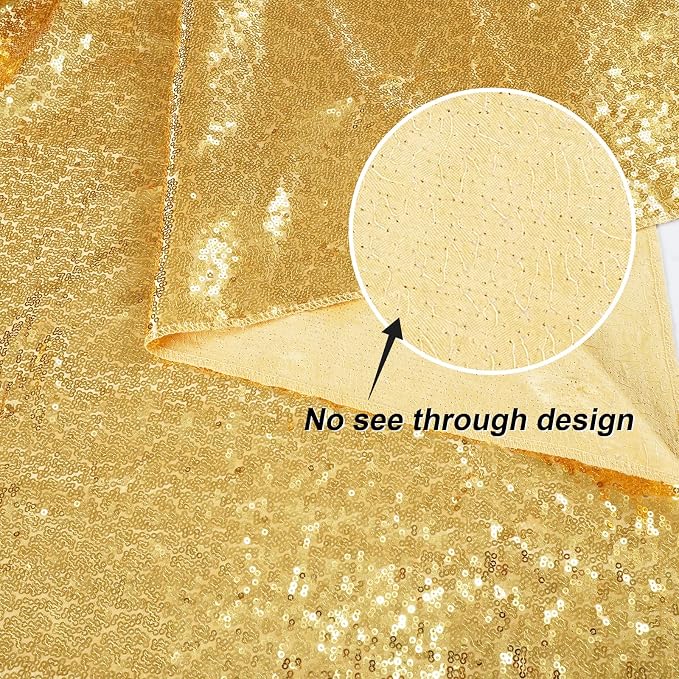 Juya Delight Gold Sequin Backdrop Curtain, 6FTx6FT NO See-Through Glitter Photo - Image 4