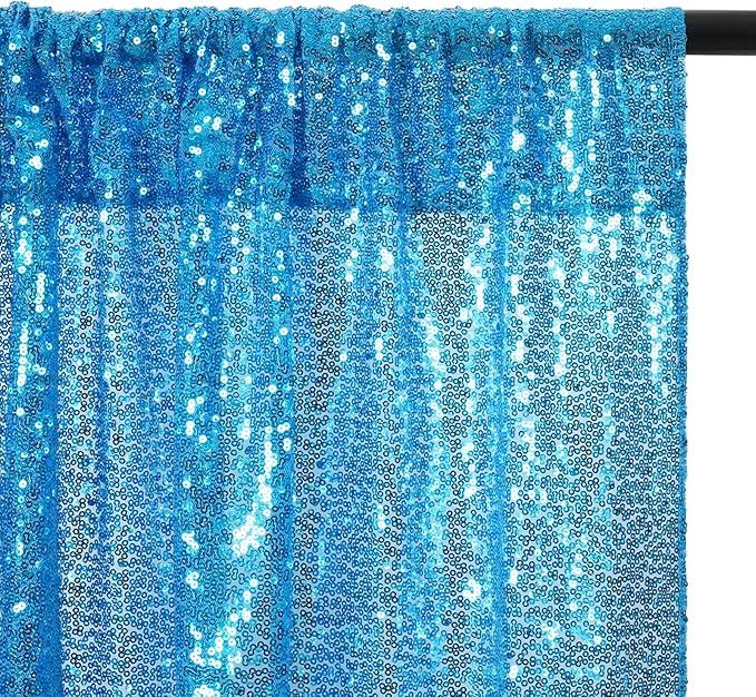 Poise3EHome Turquoise Sequin Backdrop Curtains, 2 Panels Sequin Backdrop, 2FTx8FT Sequin Curtains for Party Wedding Sequence Backdrop