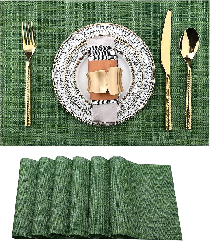 SLKQG Green Placemats Set of 6 by SLKQG