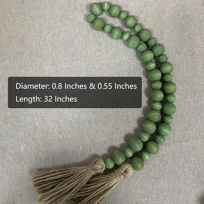 Handcrafted Farmhouse Wooden Decorative Beads Garland, Table Tray Boho Wood - Image 6