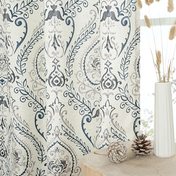 48 inch Length Linen Curtains for Small Windows, Light Filtering Semi Sheer - Image 2