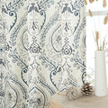 96 inches Long Linen Curtains for Living Room, Light Filtering Printed Linen by LAMIT