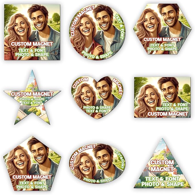 KETABAO – 12" Pentagon Magnetic Photo Magnet for Refrigerators, Storage Cabinets and Cars – Customized Gifts for Office and Home