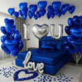 I Love You Romantic Balloon Kit Royal Blue & Silver Heart Mylar Balloons by KozeeBalloons%E2%80%94%E2%80%94ColorMatters