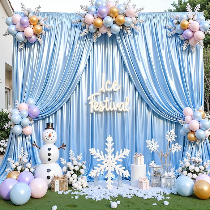 30x10ft Blue Glitter Backdrop Curtain - Image 6