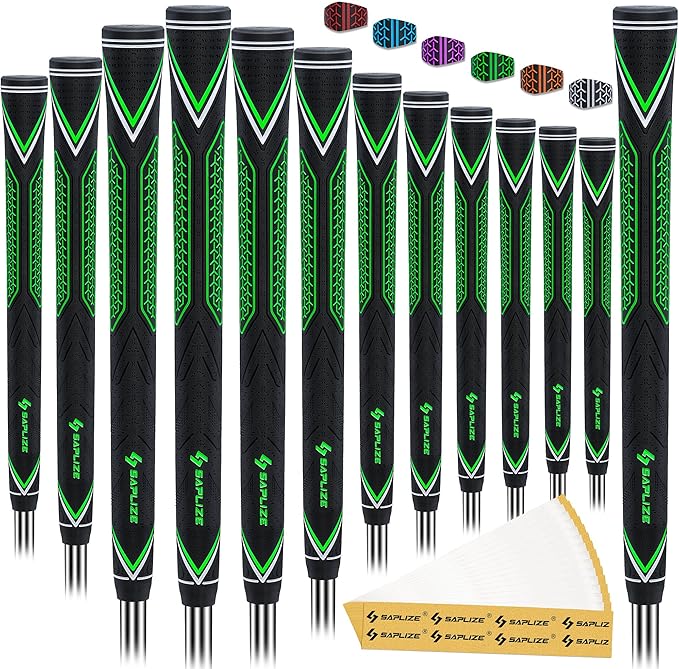 SAPLIZE High-performance Rubber Golf Grips 13 Pack, High Shock Absorption, Non-slip, Choose from 13 Grips with 15 Tapes or Full Regripping Kit, Std/Mid/Jumbo, CC10 Series