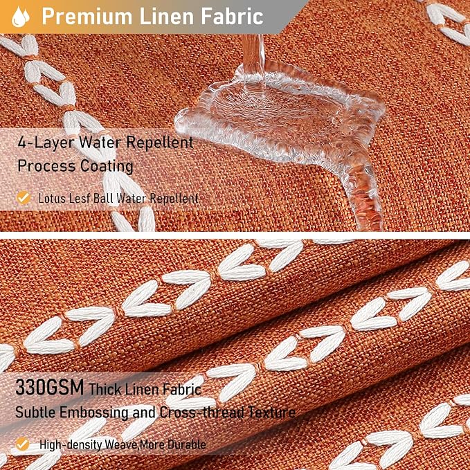 Small Boho Linen Heavy Duty Cloth Shower Curtain, Burnt Orange | Stall Size - Image 4