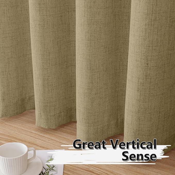 Tollpiz Short Linen Tier Curtains Rod Pocket Semi Sheer Half Kitchen Curtain - Image 4