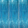 Voircoloria Retro Blue Foil Fringe Backdrop Curtains, 3 Pack | Tinsel Streamers by Voircoloria