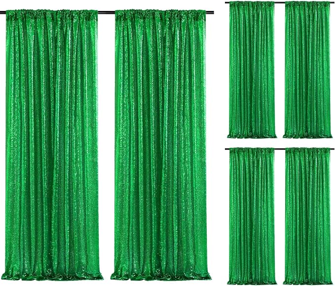 Green Sequin Backdrop Curtains-6 Panels 2FTx8FT Green Backdrop by SoarDream