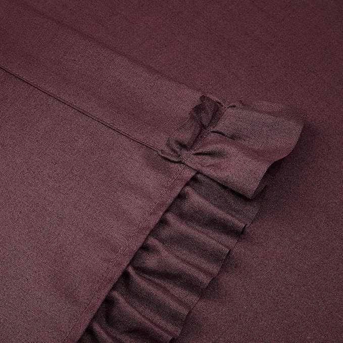 Burgundy Farmhouse Curtains for Bedroom Shabby Chic 47 x 54 Inch 2 Panels | Rod - Image 7