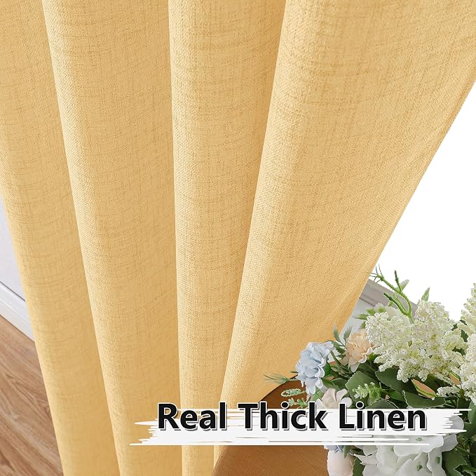 Tollpiz Linen Tier Curtain Rod Pocket Semi Sheer Half Kitchen Curtains Burlap - Image 3