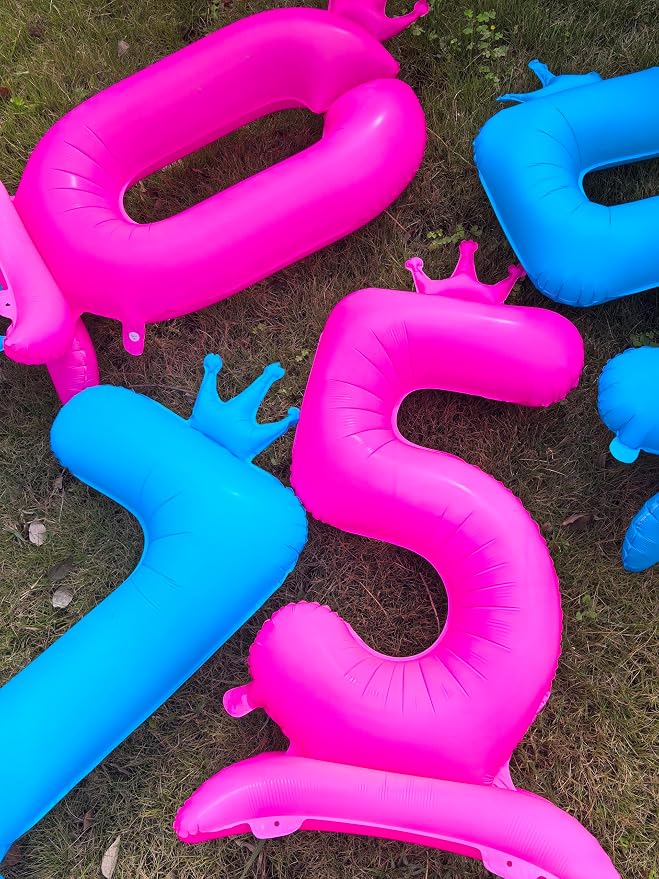Fluorescent Pink Crown Number 7 Foil Balloon Neon Glow In The Dark Balloon | - Image 5
