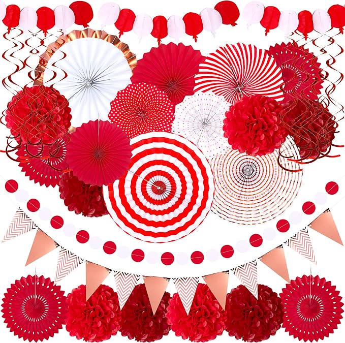 35PCS Party Decorations Paper Fan Hanging Set by MoonBoat