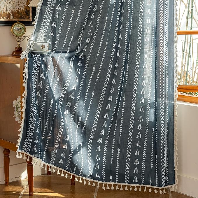 Boho Dark Grey Curtains 72 inch Long - Image 4