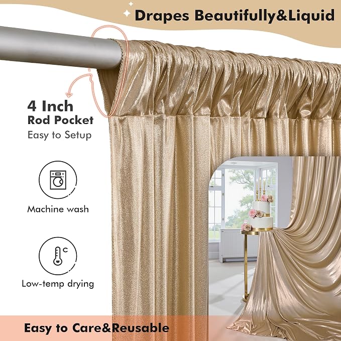 30ftx10ft Shimmer Champagne Sequin Backdrop Curtain - Image 7