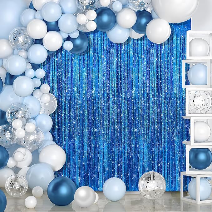 5 Pack 3.3 x 9.9 ft Holographic Dark Blue Streamers Party Decorations | Foil - Image 3