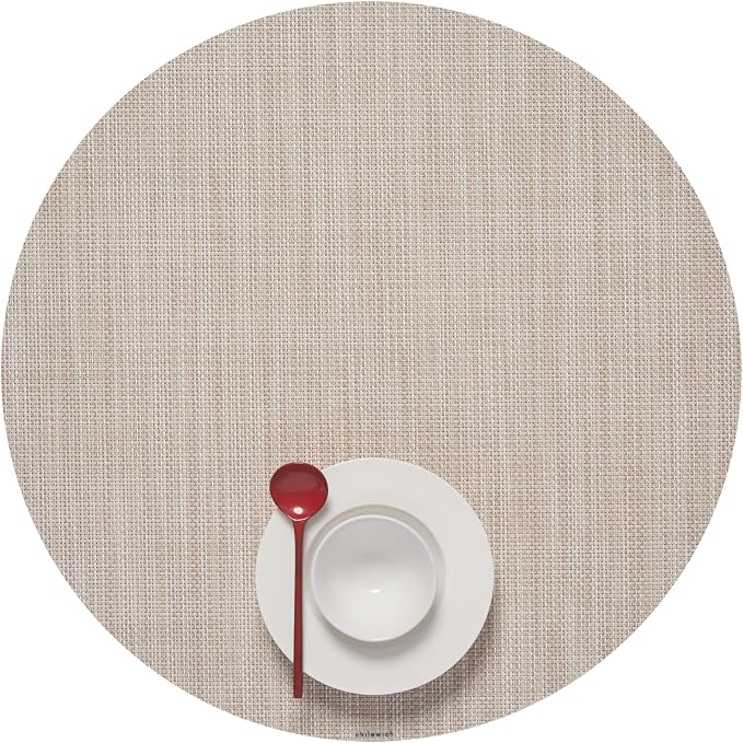 Chilewich Mini Basketweave Placemats, Round Woven Placemats Set of 4 | Reusable by Chilewich