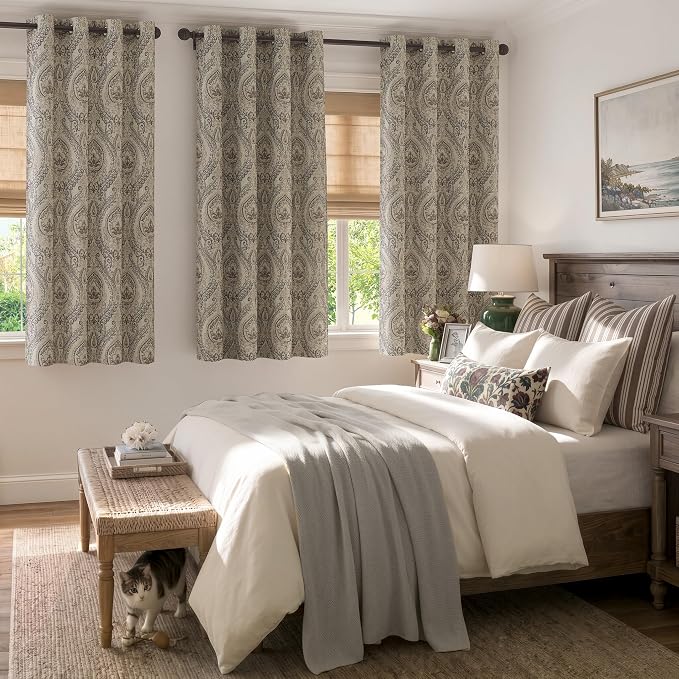 jinchan Grey Damask Curtains 63 Inch Room Darkening Grommet 2 Panels | Blackout - Image 7
