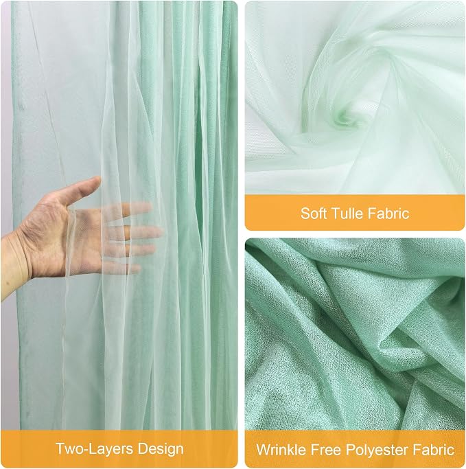 Green Tulle Backdrop Curtains - Image 3