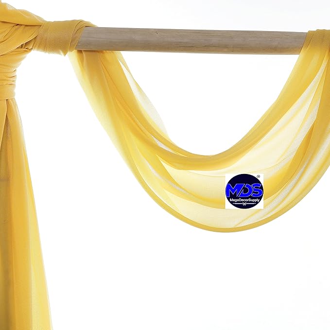 MDS Halloween Chiffon Draping Fabric - 2 Panel, 30" Wide x 30ft Long - Sheer Spooky Arbor & Canopy Drapery for Haunted House Backdrops, Party Ceilings, DIY Costumes & Themed Events - Gold