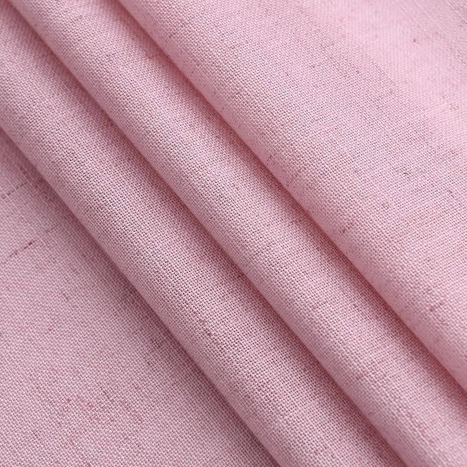 Rose Linen Curtains 102 Inches Long 2 Panel Set Back Tab Rod Pocket Semi Sheer - Image 5