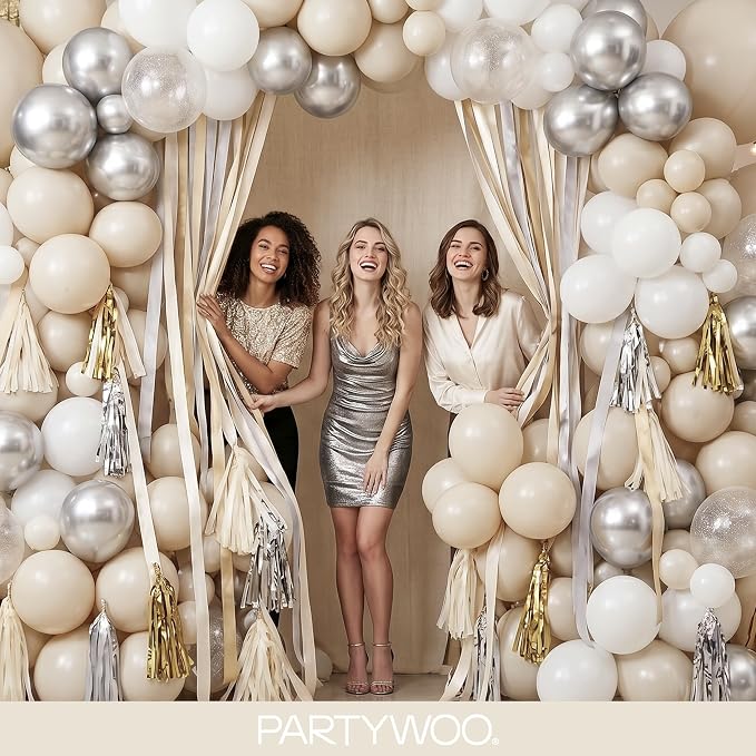 PartyWoo White Sand Balloons 155pcs Different Sizes of 18 12 10 5 Inch Off - Image 5