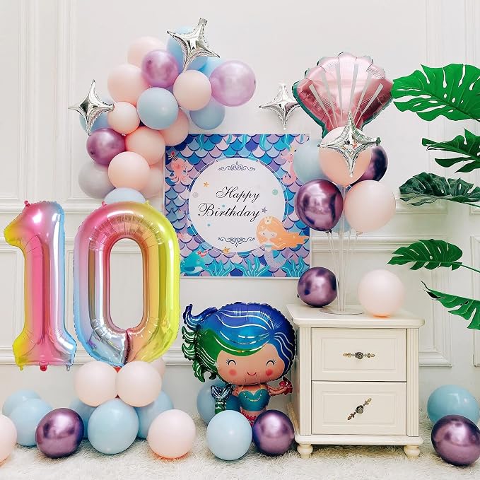 40 Inch Number Balloons 0-9 Rainbow Gradient Large Number 10 Balloons, Digital - Image 2