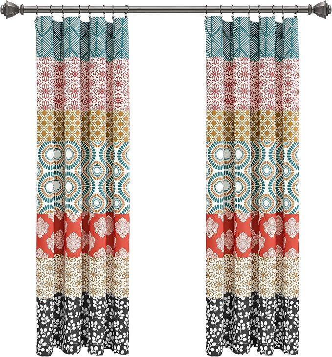 Lush Decor Bohemian Stripe Window Curtain Panels, Pair 52" W x 63" L Turquoise - Image 7