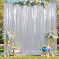 gogoparti Silver Backdrop Curtain 5x12FT 1 Panel Metallic Shine Fabric by Gogoparti