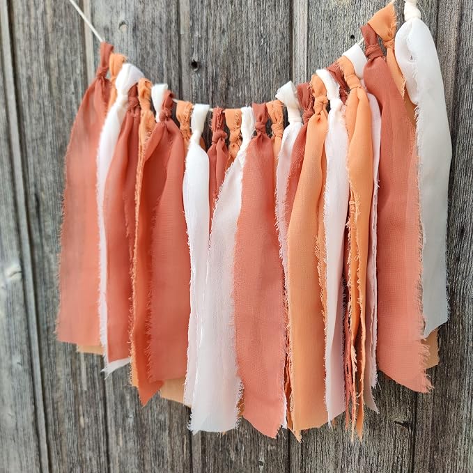 Chiffon Tsaasel Garland for Burnt Orche Coral Peach Orange Wedding Tea Party - Image 6