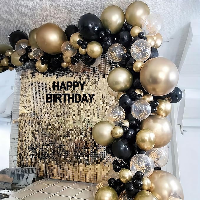 Black White Gold Balloons, 12 Inch 35PCS Black and White Balloon - Image 8