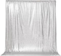 PartyDelight Silver Sequin Backdrop 8x8ft Sparkly Photo Curtain | 4 Inch Rod by PartyDelight