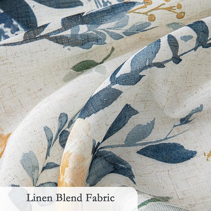 MYSKY HOME Floral Linen Curtains 80 inch Length 2 Panels Set - Image 5