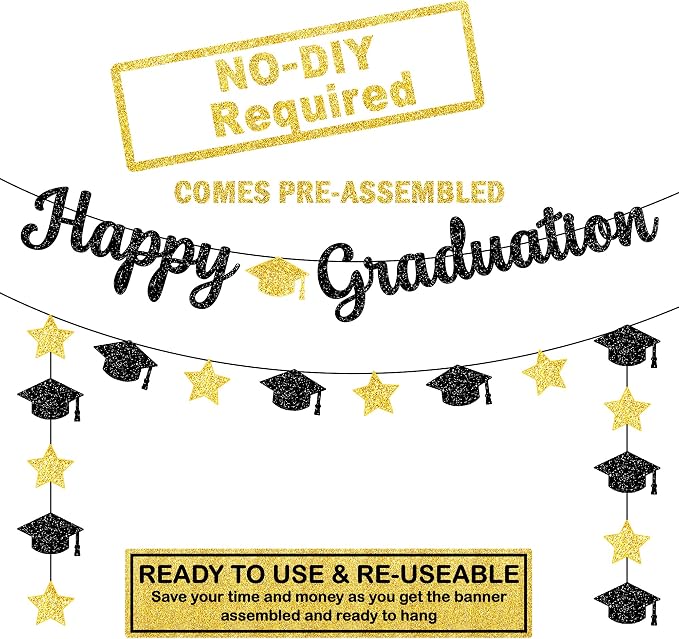 KatchOn Glitter Happy Graduation Banner | No DIY, Pre-Strung, 2026 Graduation - Image 2
