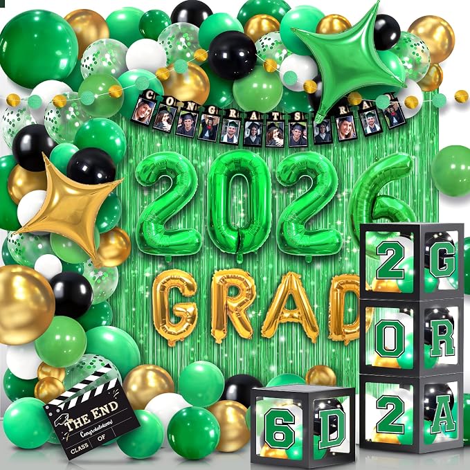 Party Spot！2026 Green and Gold Graduation Party Decorations by PartySpot%EF%BC%81
