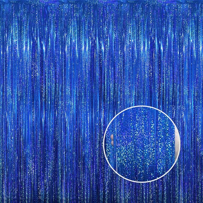 GOER 3.2 ft x 8.2 ft Metallic Tinsel Foil Fringe Curtains Party Photo Backdrop by GOER