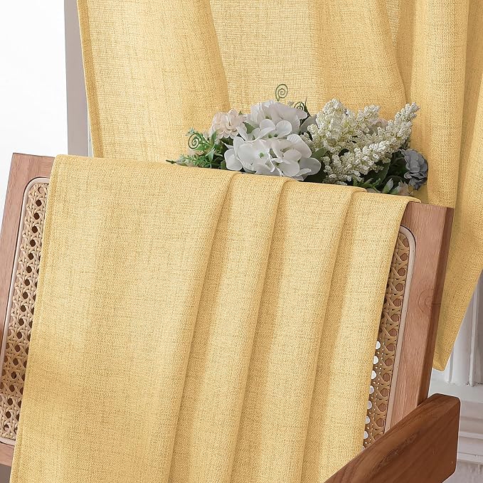 Tollpiz Linen Tier Curtains Rod Pocket Semi Sheer Short Kitchen Curtain Half - Image 6