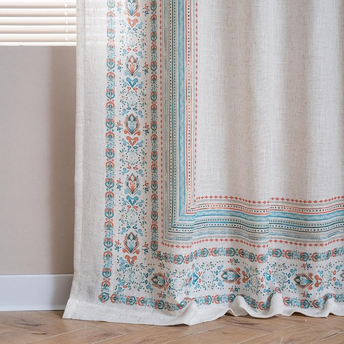 MYSKY HOME Living Room Curtains 72 inch Long 2 Panels Set Boho Semi Sheer Faux - Image 4