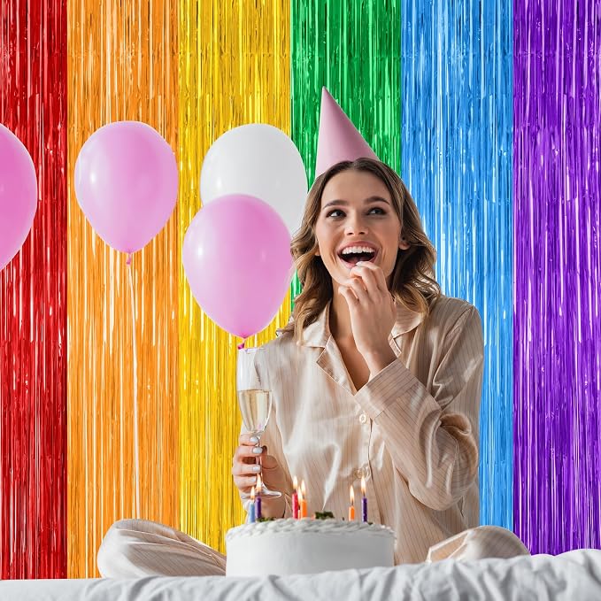 2 Pack Rainbow Backdrop Curtains, 3.28 FT x 7.05 FT Colofull Party Decorations - Image 5