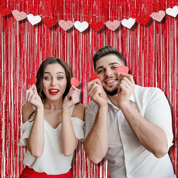 BRAVESHINE Red Streamers Party Backdrop | Foil Curtain | Halloween Decor | - Image 2