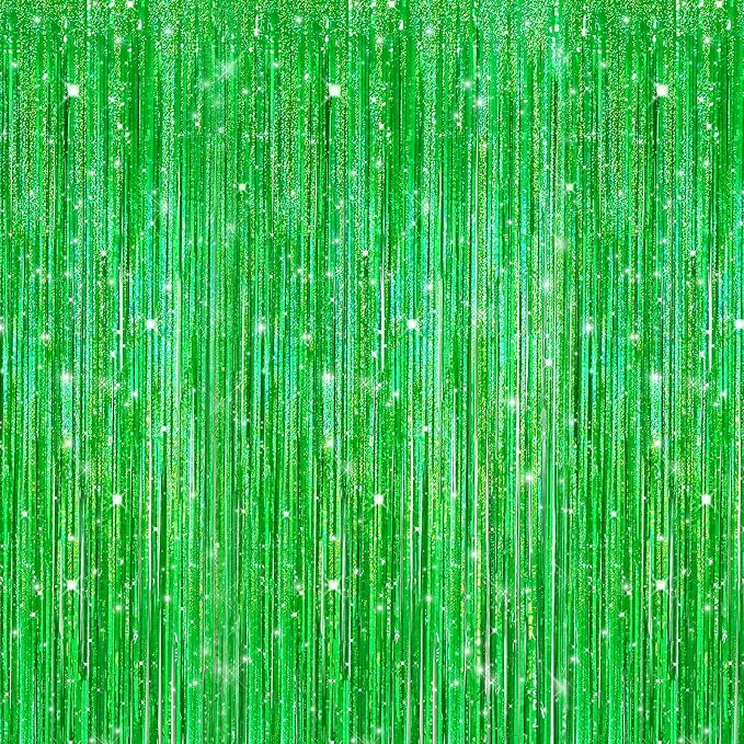 7 Pack 3.3 x 9.9 ft Holographic Green Tinsel Streamers Party Decorations | Foil by Crosize